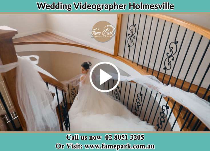 The Bride walking downstairs Holmesville NSW 2286