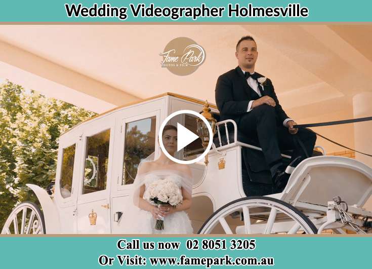 The Bride outside the wedding carriage Holmesville NSW 2286