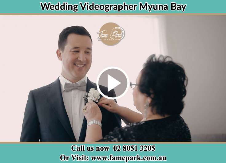 The Groom getting ready for the wedding with his mother Myuna Bay NSW 2264