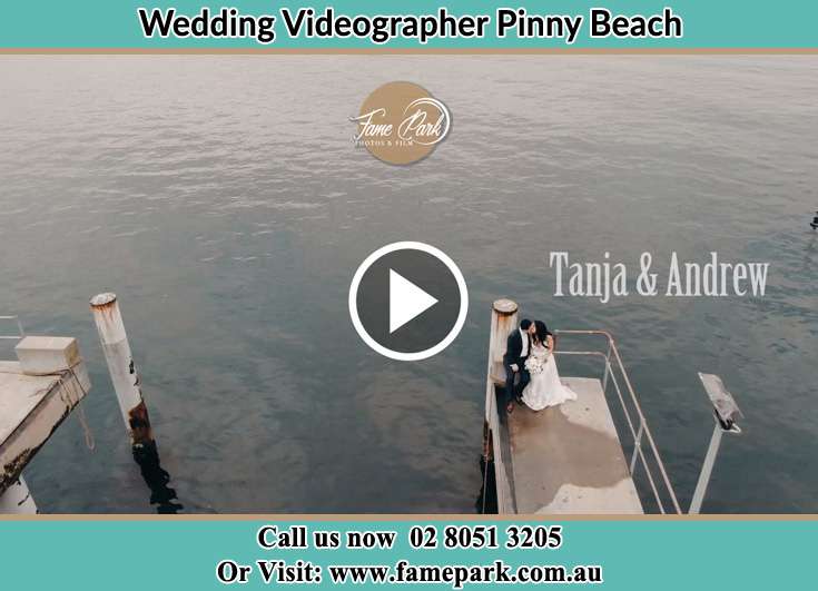 Bride and Groom at the shore Pinny Beach NSW 2281