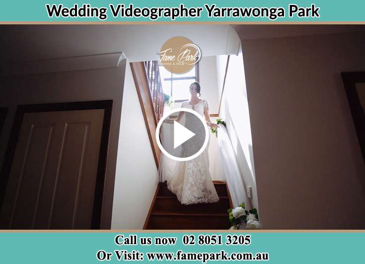 The Bride walking downstairs Yarrawonga Park NSW 2264